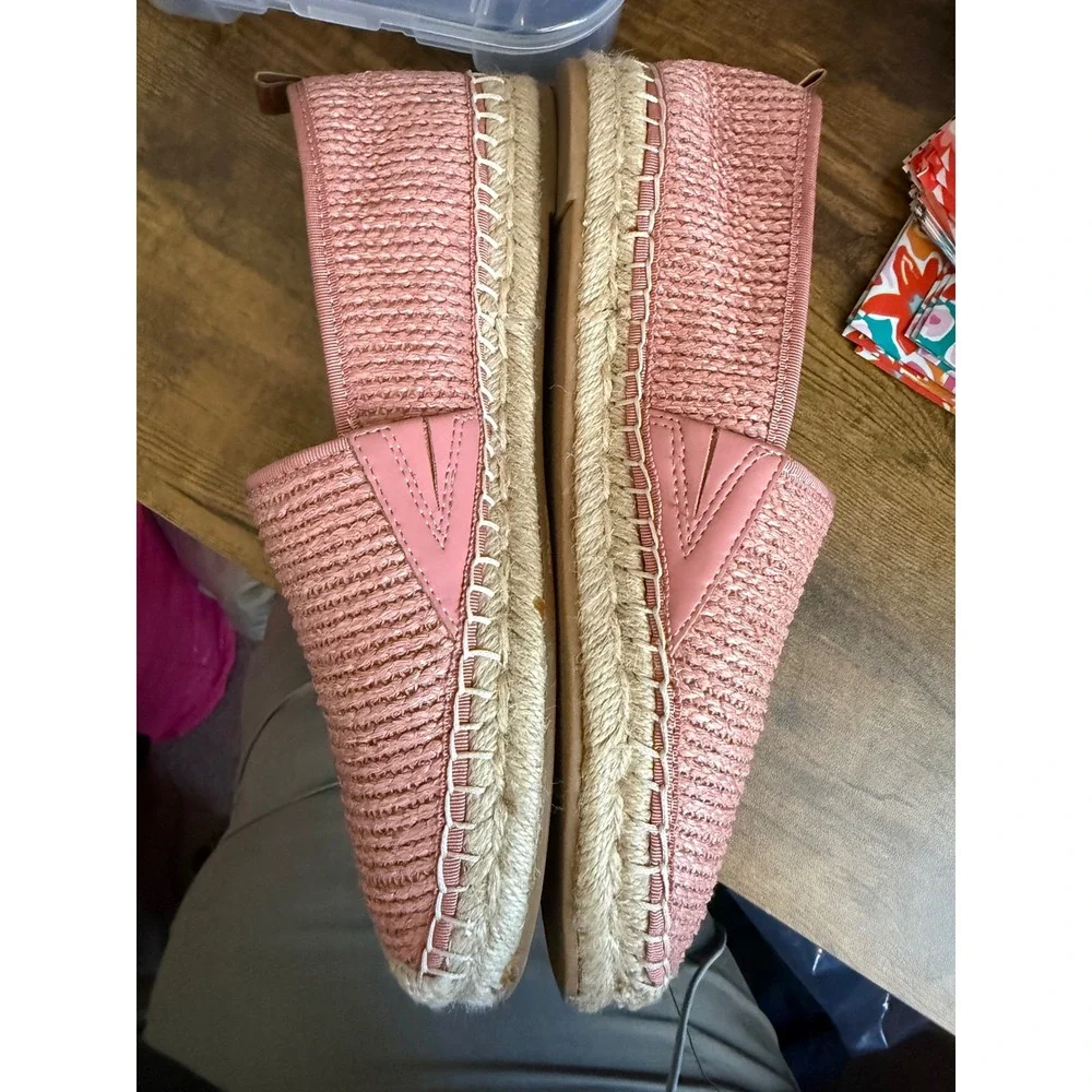 Sam Edelman Khloe Espadrille Flats Pink Raffia Rose Rope‎ Slip On Loafers 9.5
